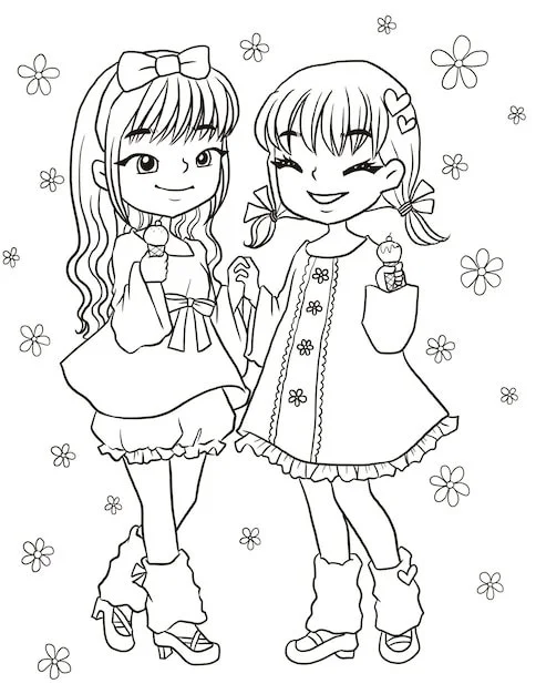 2 Mädchen Ausmalbilder 8