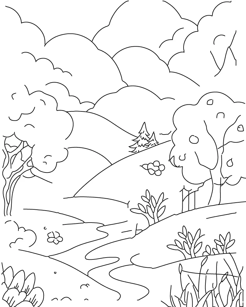 Paisagens Para Adultos Para Colorir