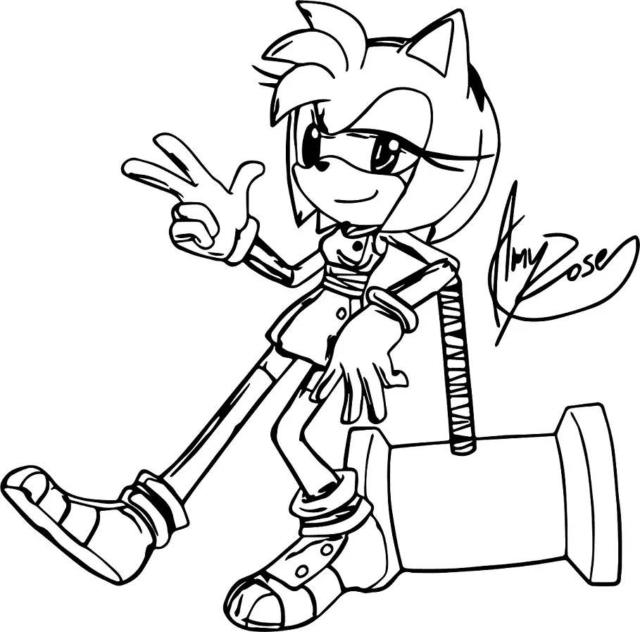 Desenhos de Amy Rose Para Colorir 33
