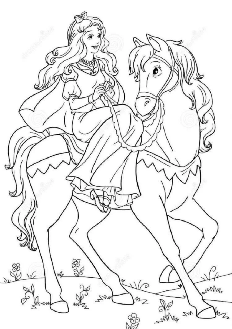 Barbie Y Sus Caballos Para Colorear 13