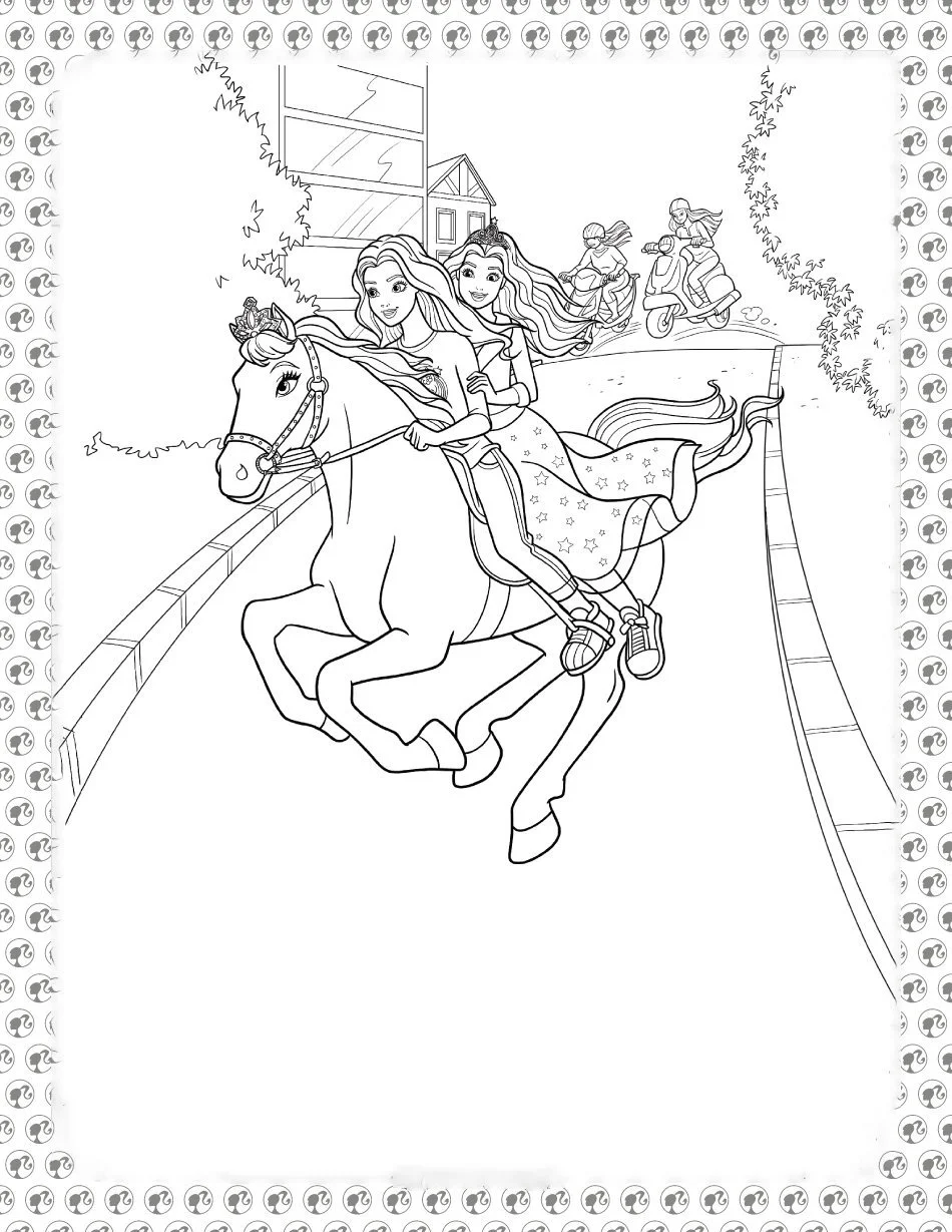 Barbie Y Sus Caballos Para Colorear 8