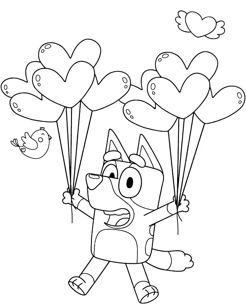 Bluey Valentinstag Ausmalbilder