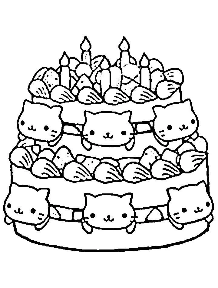 Katze Kuchen Ausmalbilder 2