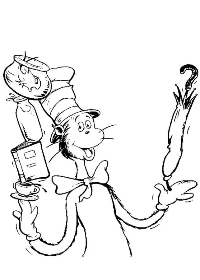 El Gato En El Sombrero Para Colorear 90
