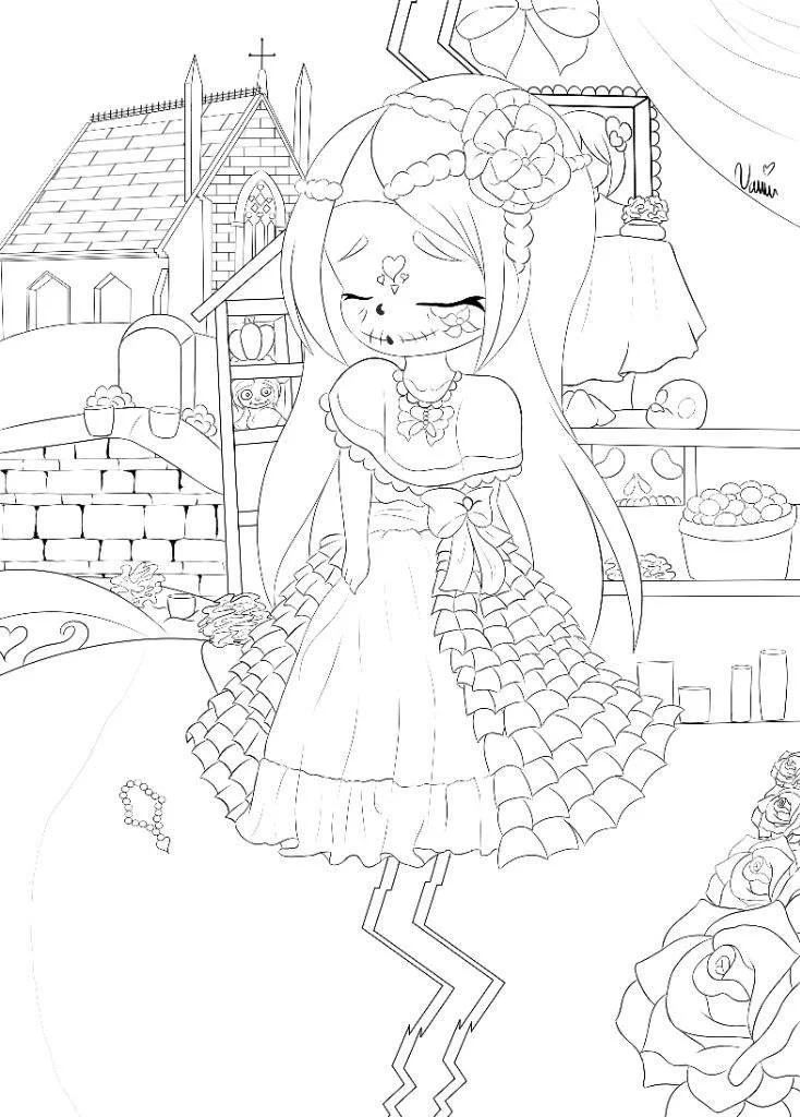 La Catrina Para Colorir 15