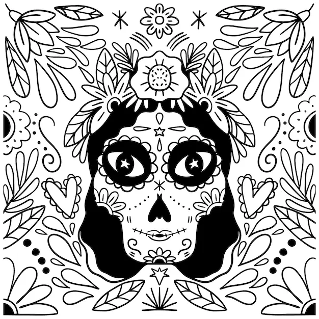 La Catrina Para Colorir 3