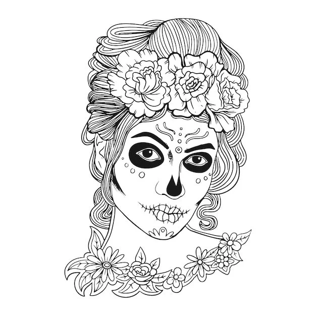 La Catrina Para Colorir 8