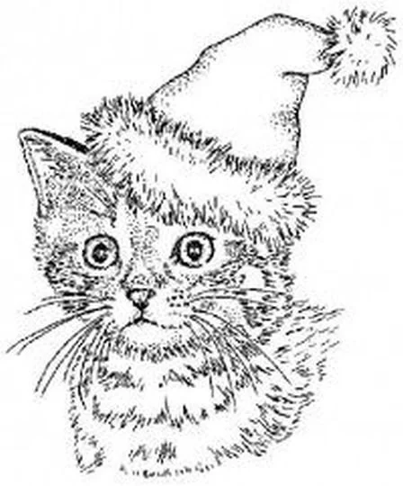 Desenhos de Gatos de Natal Para Colorir 5