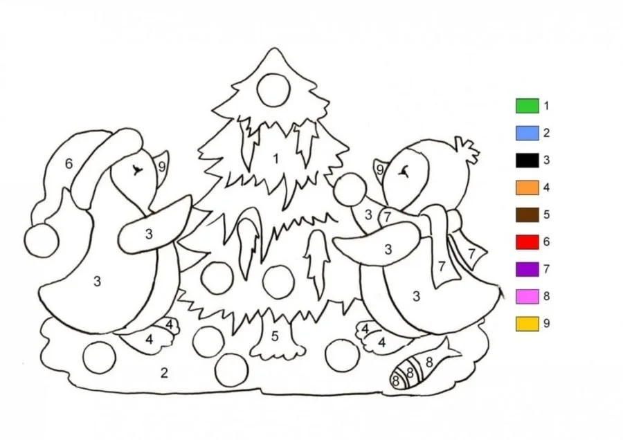 Weihnachts-Ausmalbilder nach Zahlen 11