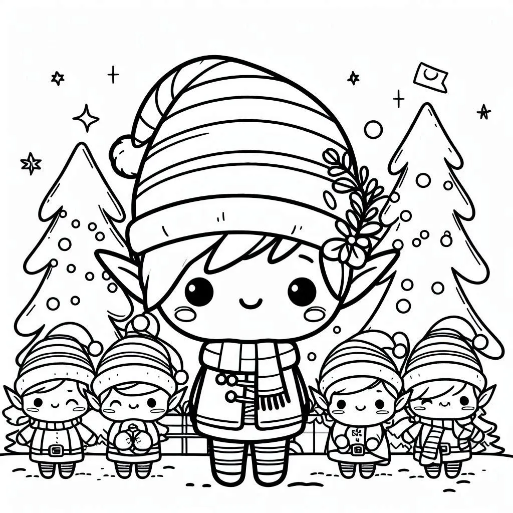 Elfos de Natal para Colorear 11