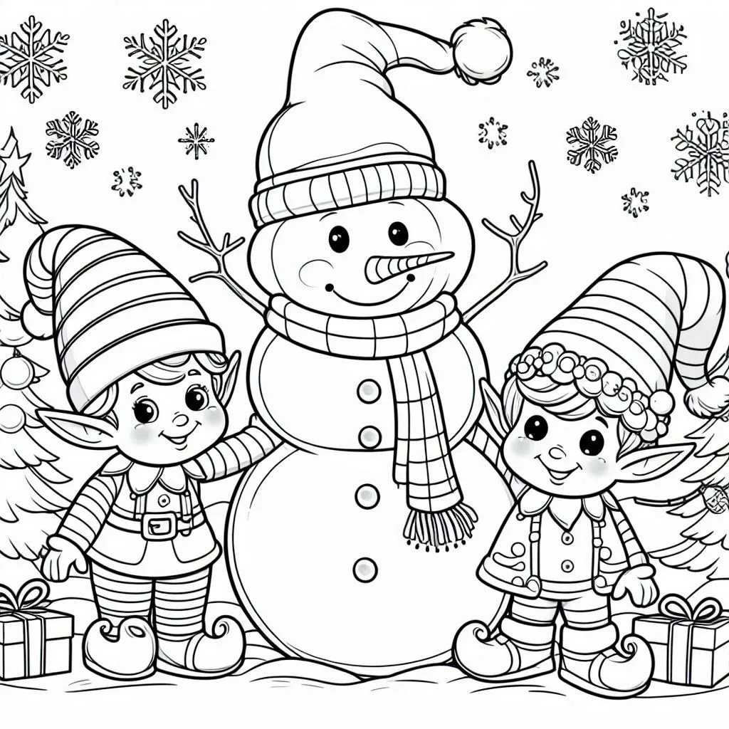 Elfos de Natal para Colorear 2