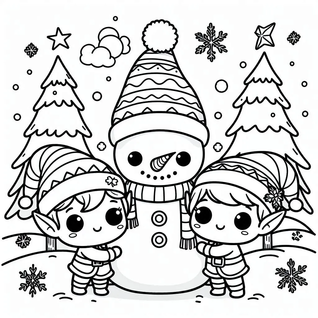 Elfos de Natal para Colorear 20