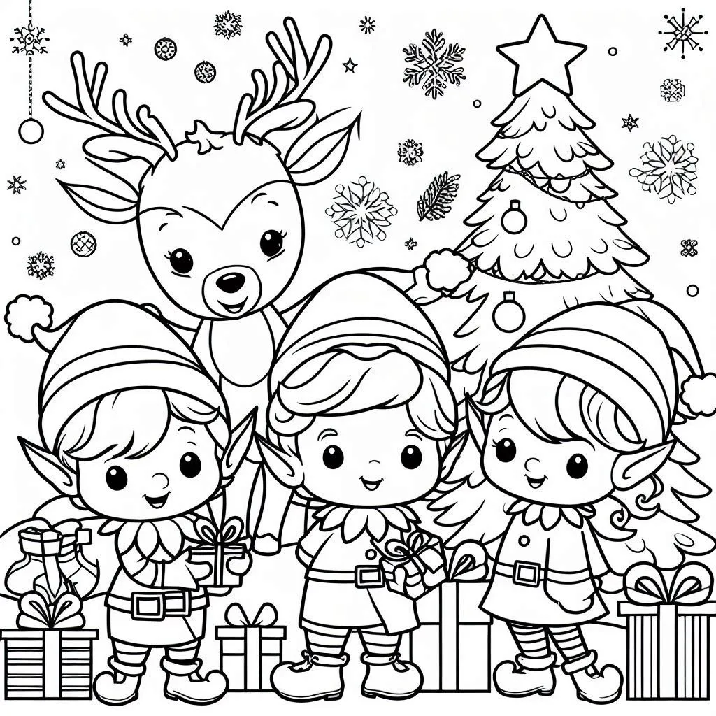 Elfos de Natal para Colorear 21