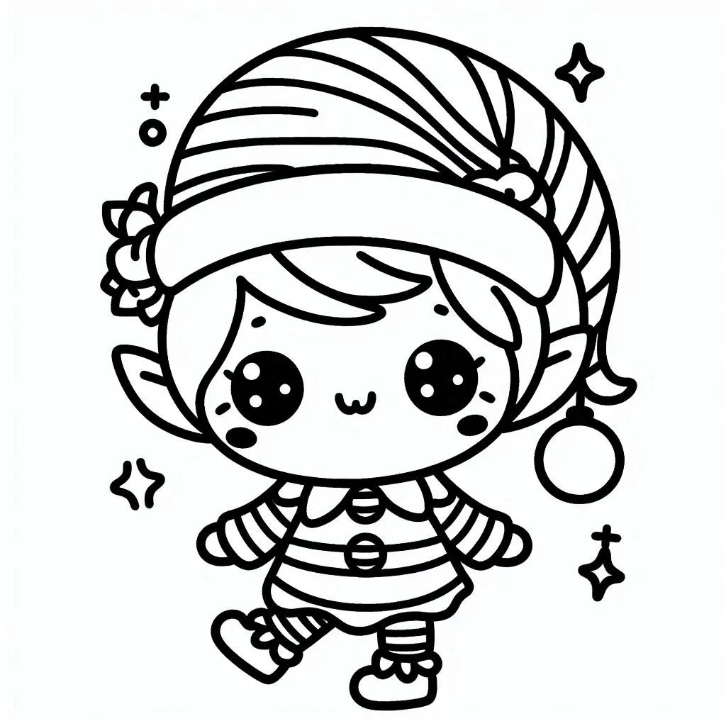 Elfos de Natal para Colorear 3