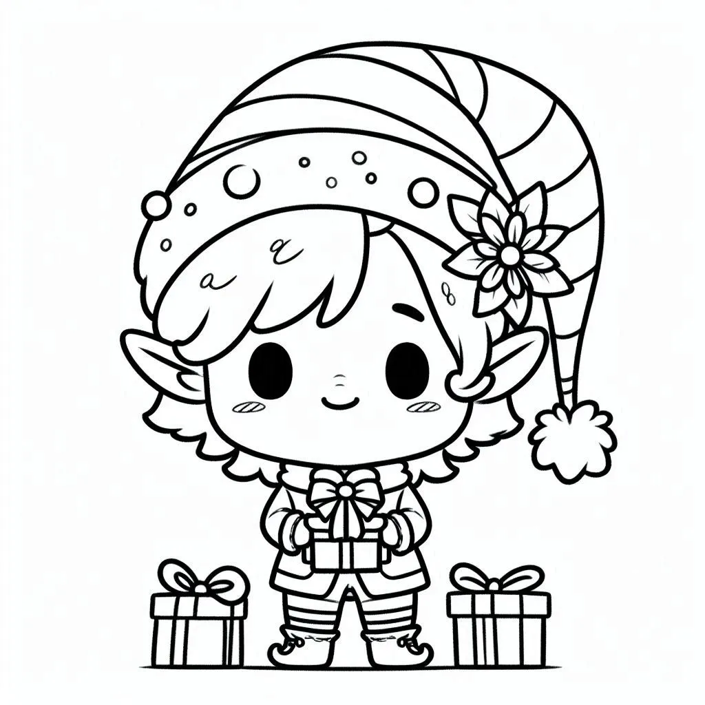 Elfos de Natal para Colorir 4