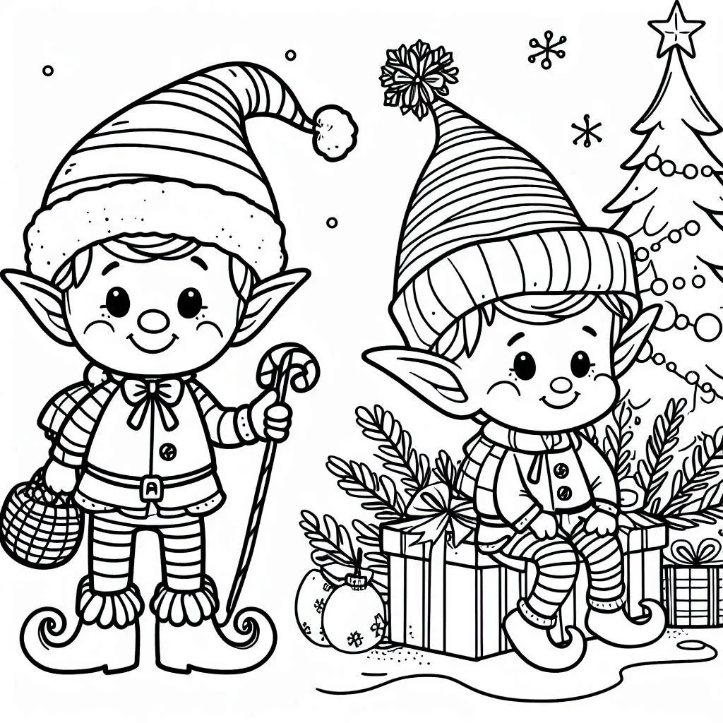 Elfos de Natal para Colorir 5