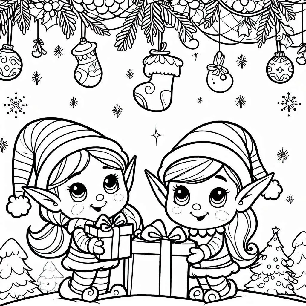 Elfos de Natal para Colorear 6