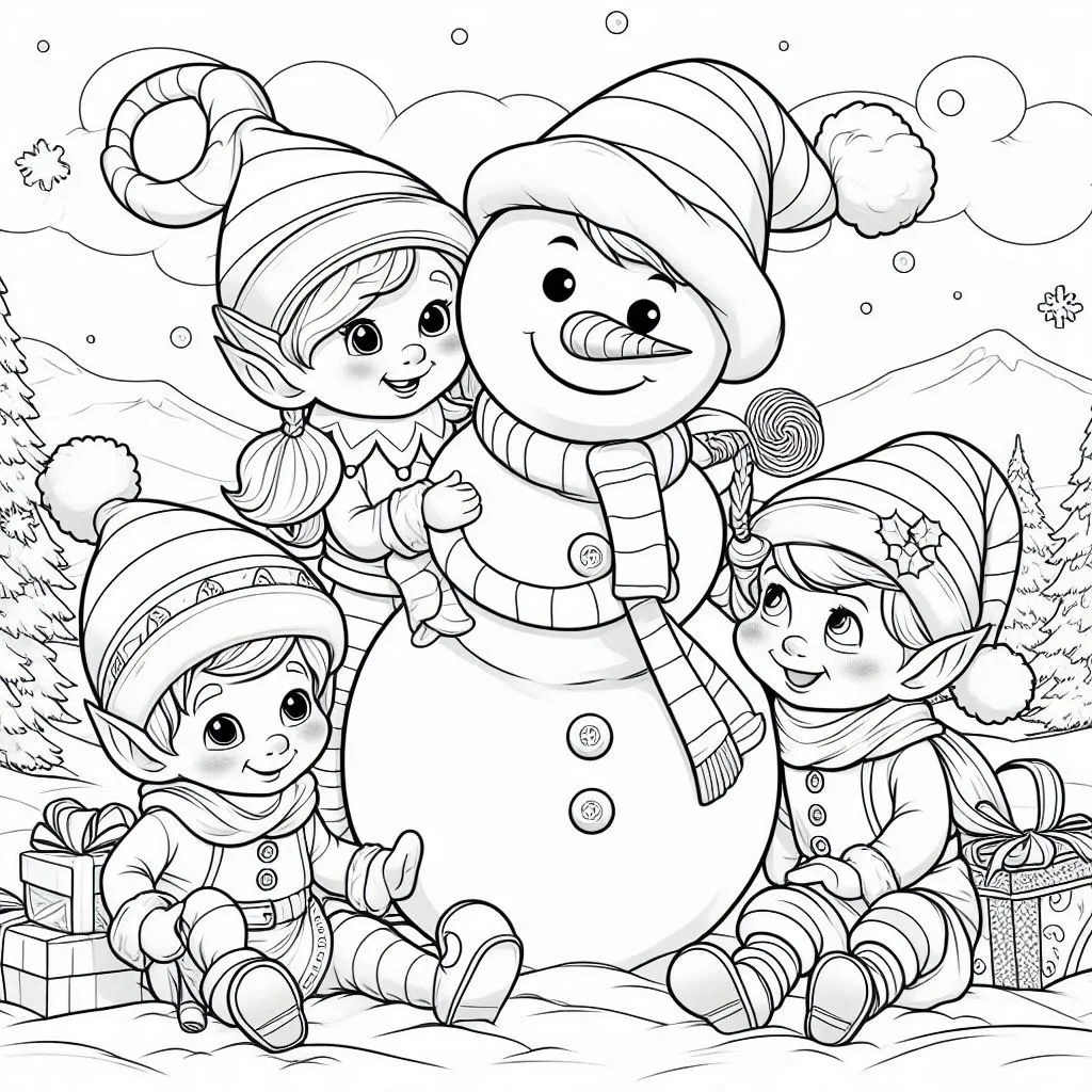Elfos de Natal para Colorear 7