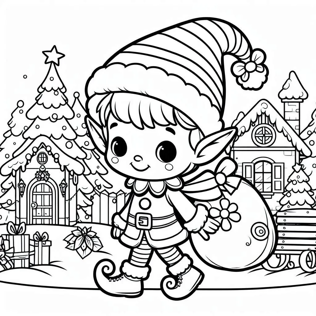 Elfos de Natal para Colorir 9