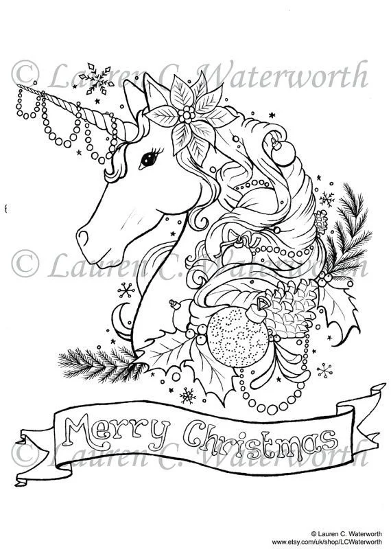 Weihnachts-Einhorn Ausmalbilder 13