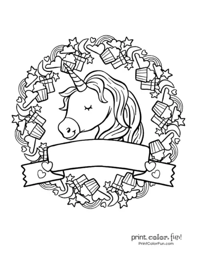 Weihnachts-Einhorn Ausmalbilder 19