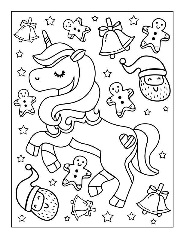 Weihnachts-Einhorn Ausmalbilder 28