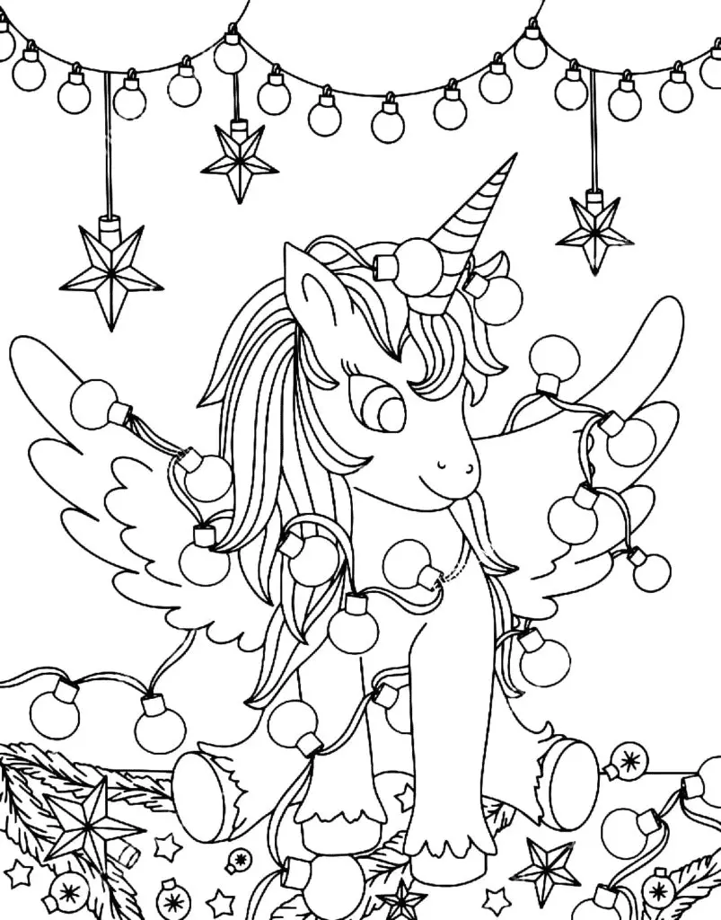 Weihnachts-Einhorn Ausmalbilder 4