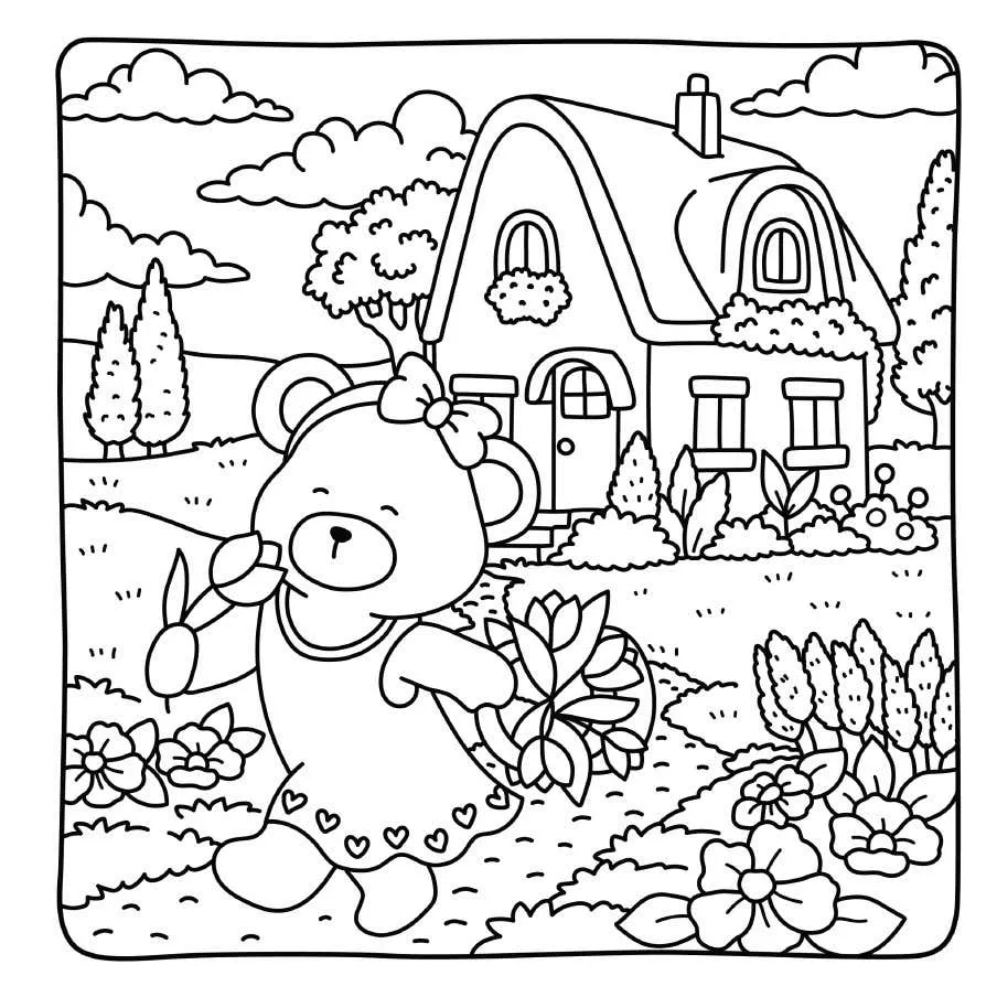 Cottage Friends Coloring Pages 1