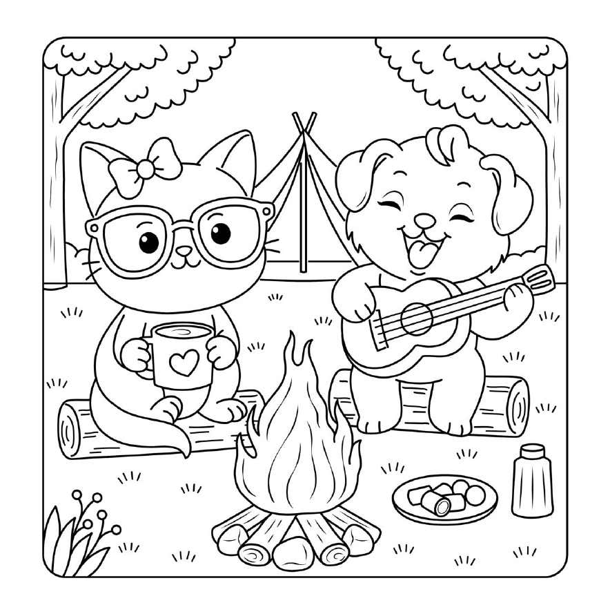 Cuddly Friends para Colorear 16