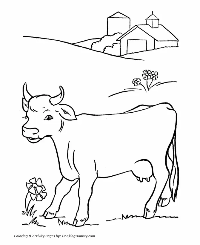 Cute Cow Coloring Pages 4