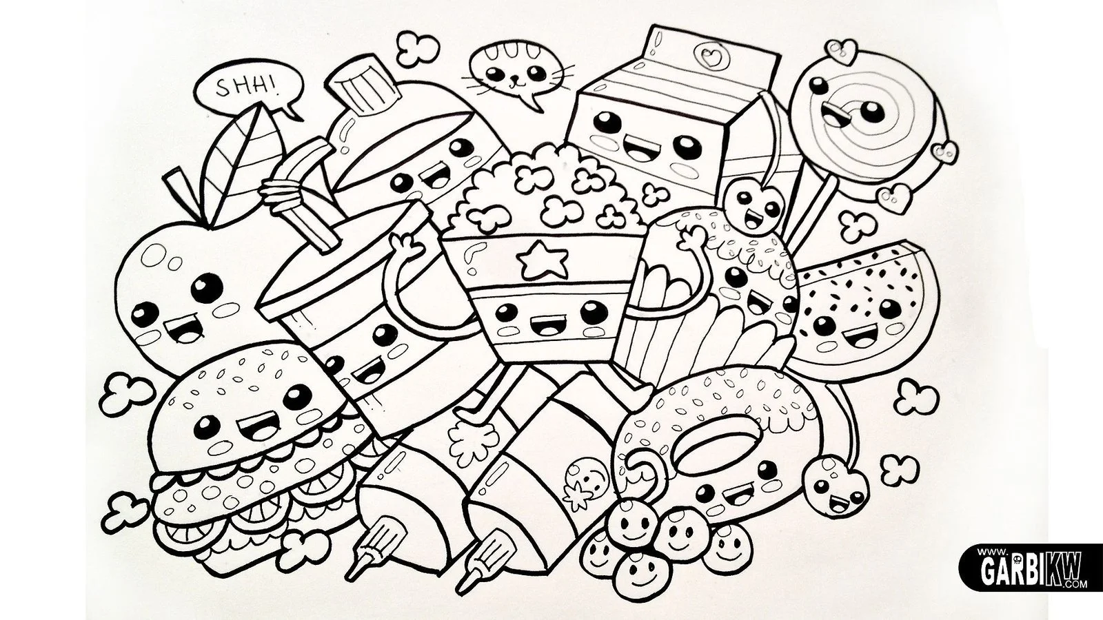 Desenhos de Comida Fofa Para Colorir 3