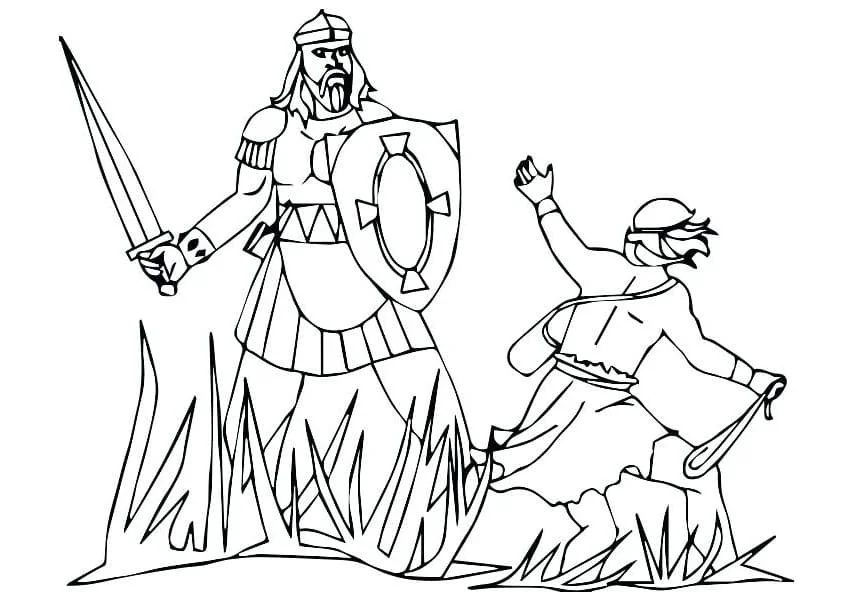 David and Goliath Coloring Pages 12