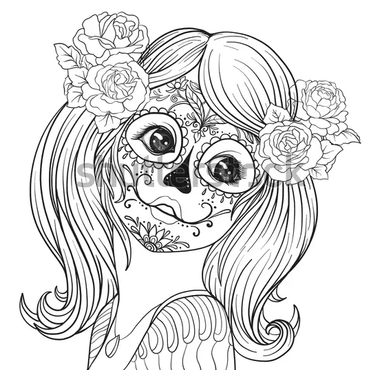 Desenhos de Dia Dos Mortos Para Colorir 2