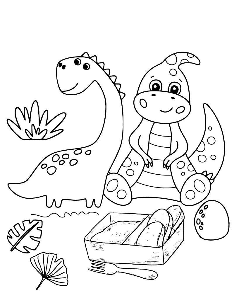 Dino Picnic Coloring Pages 3