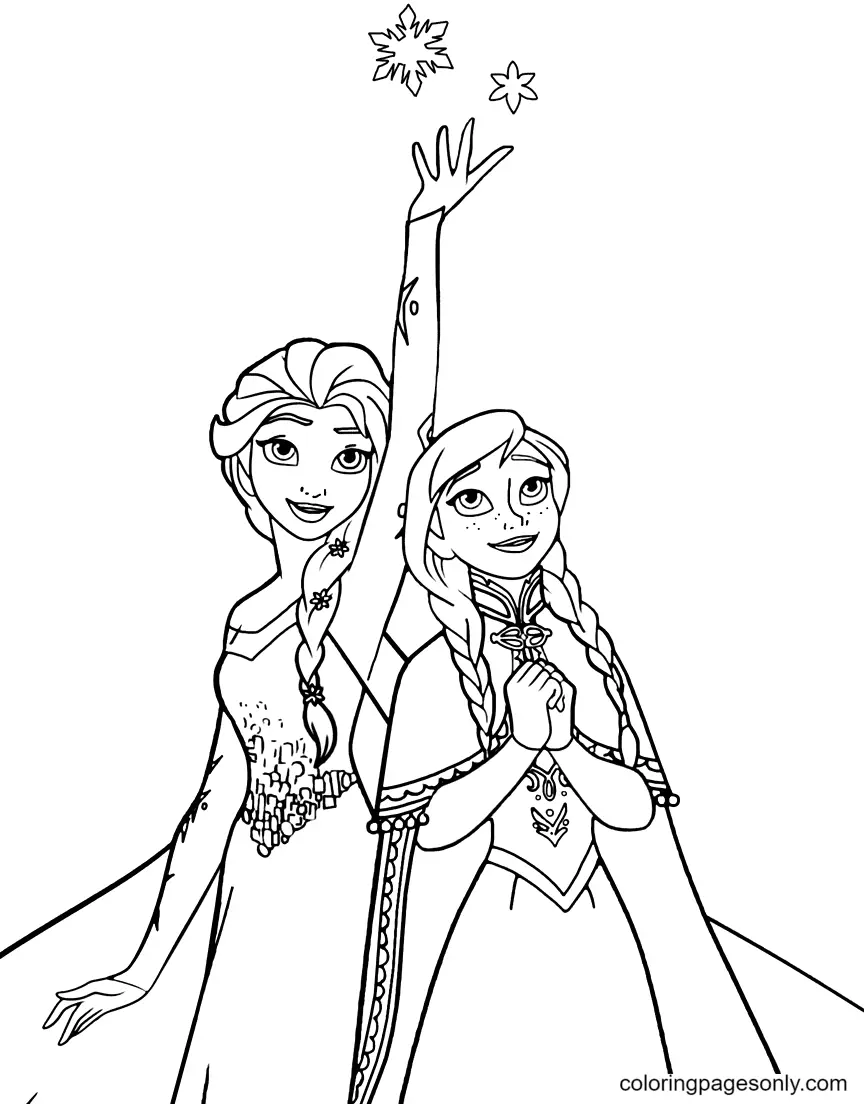 Ausmalbilder Elsa und Anna 16