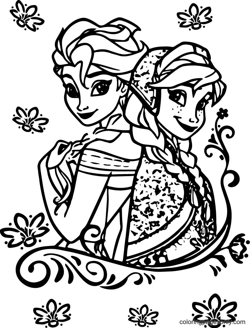 Ausmalbilder Elsa und Anna 5