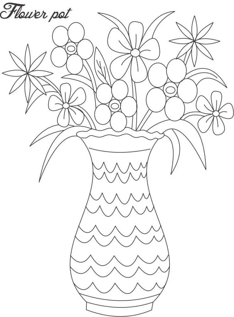 Flower Pot Coloring Pages 3