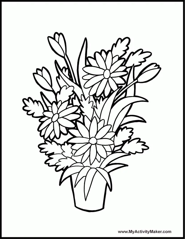 Flower Pot Coloring Pages 8