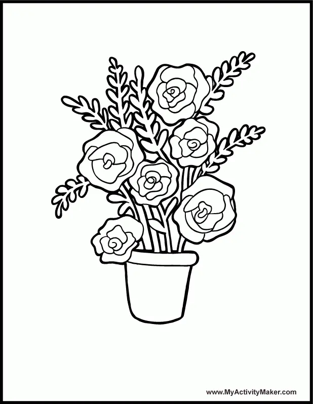Flower Pot Coloring Pages 9