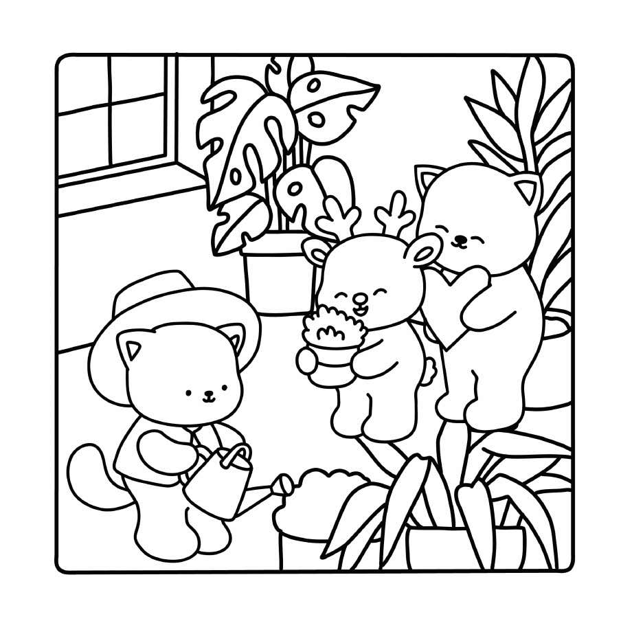 Fluffy Cozy Friends para Colorear