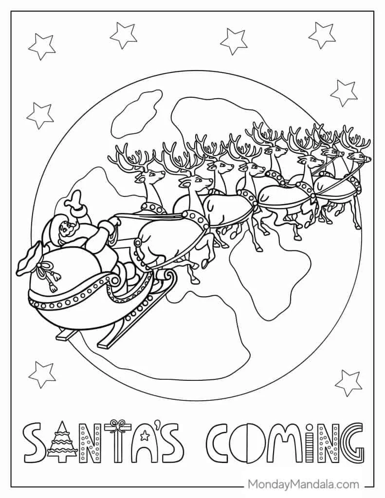 Flying Santa Coloring Pages 16