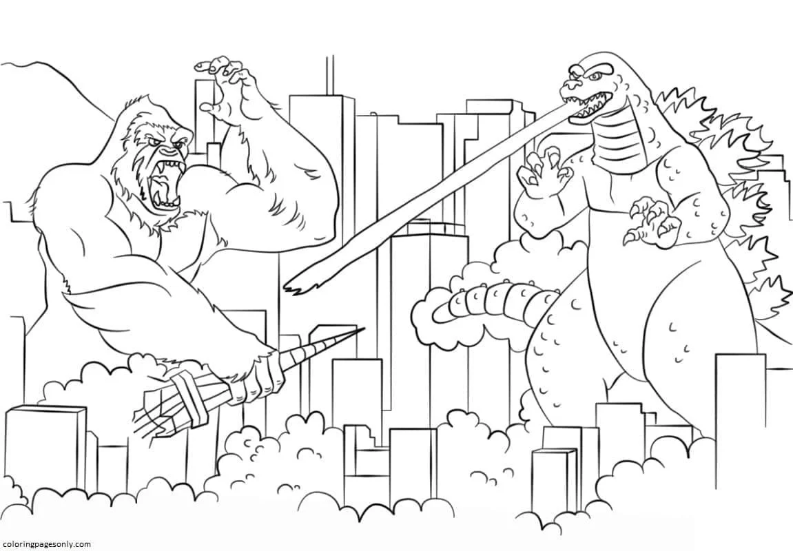 Godzilla and Kong Coloring Pages 12