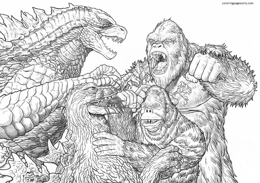 Godzilla and Kong Coloring Pages 2