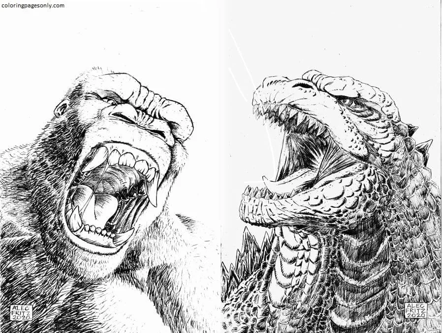 Godzilla and Kong Coloring Pages 5