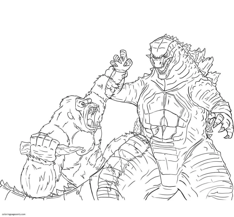 Godzilla and Kong Coloring Pages 6