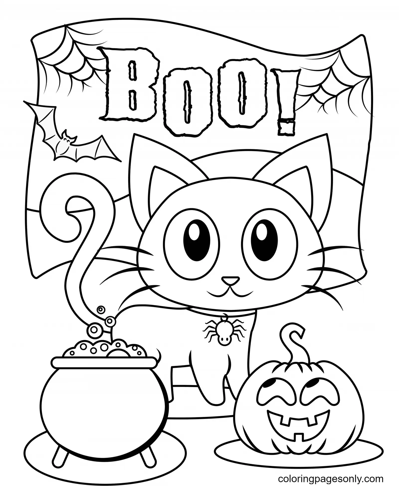 Halloween Cats Coloring Pages 12