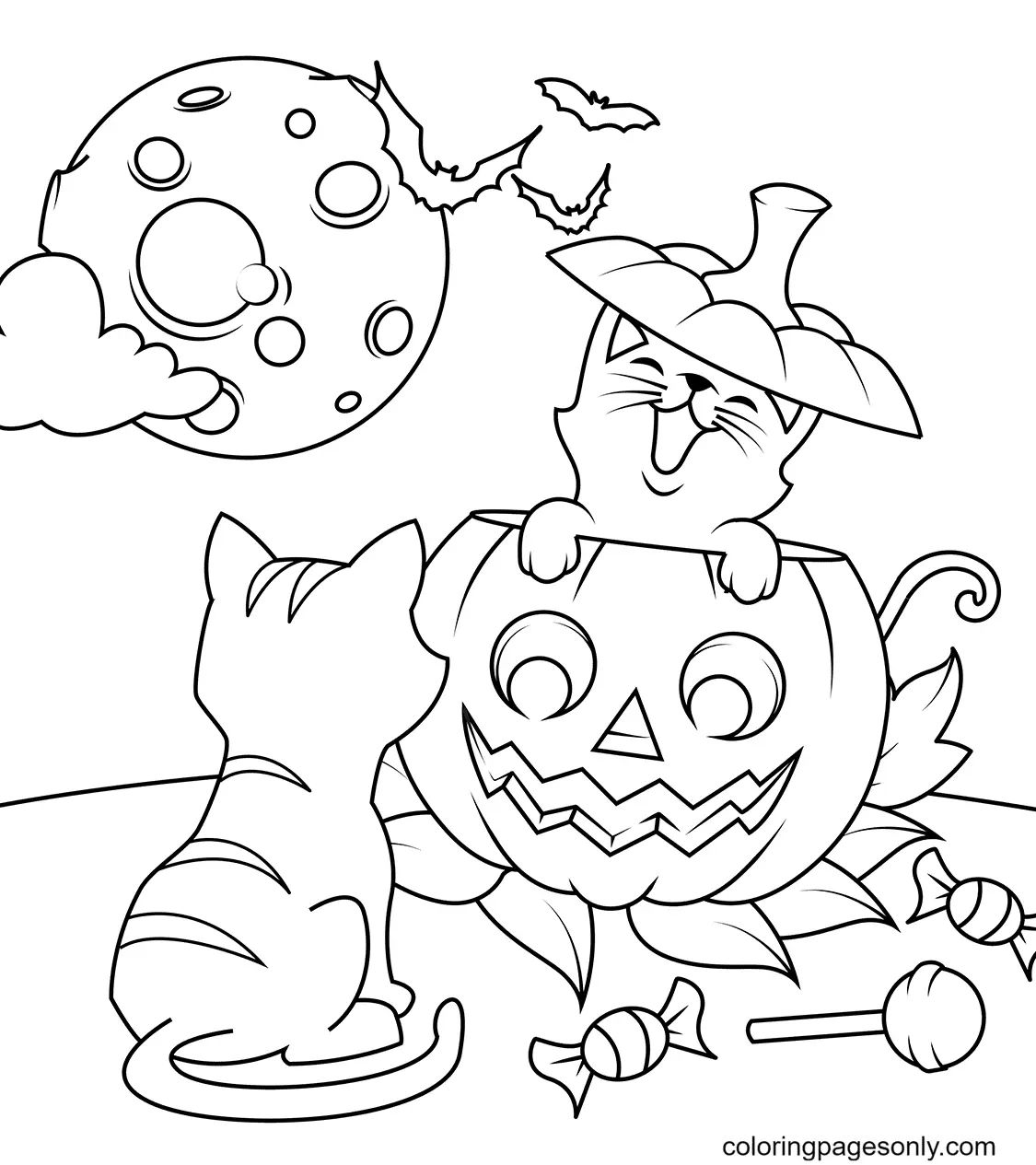 Halloween Cats Coloring Pages 26