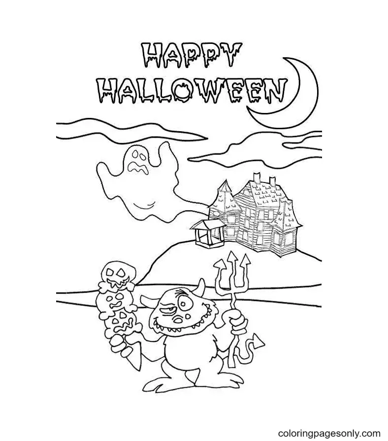 Monstruos Halloween Para Colorear 108