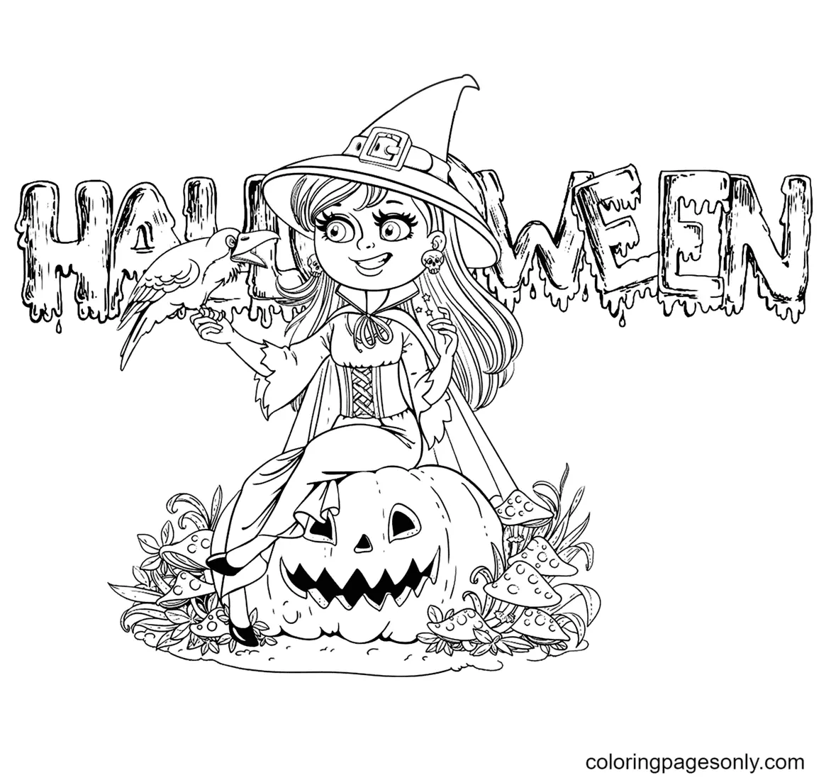 Desenhos de Bruxa de Halloween Para Colorir 57