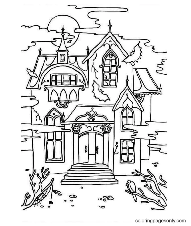 Desenhos de Casa Assombrada Para Colorir 27